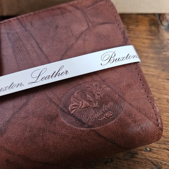Buxton Brown Leather Wallet Womens Bifold New In Box W/ Photo Holder Insert - Picture 10 of 13